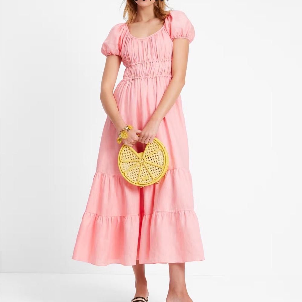 kate spade Pink Puff-Sleeve Maxi Dress